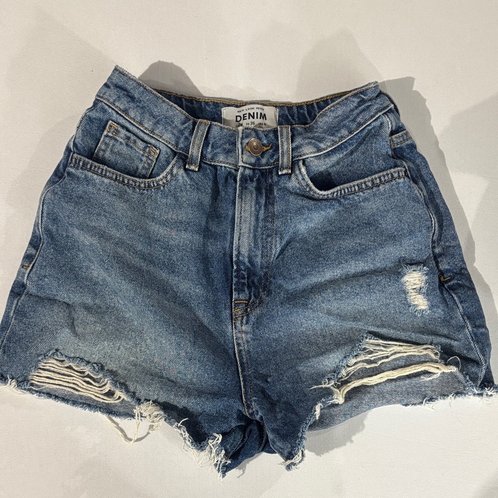 New Look Distressed Blue Jean Shorts